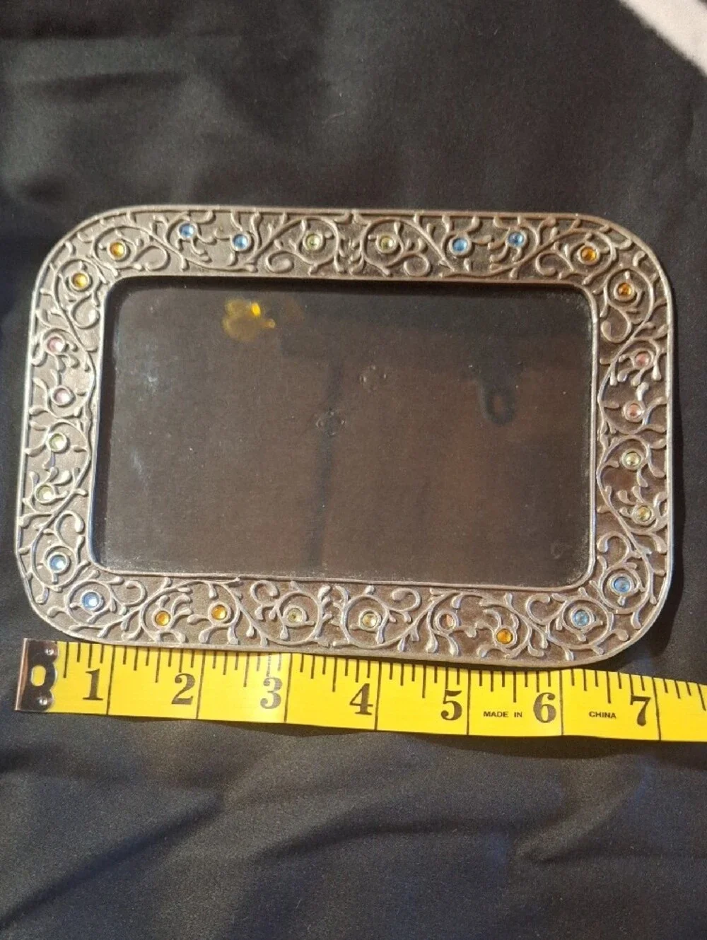 Decorative Silver-Tone Bejeweled 4 X 6 Frame - Silver